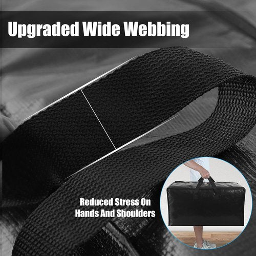 Cosy Family Heavy Duty Moving Bags - 12 Pack with Backpack Straps & Strong Handles | X-Large Black Storage Totes