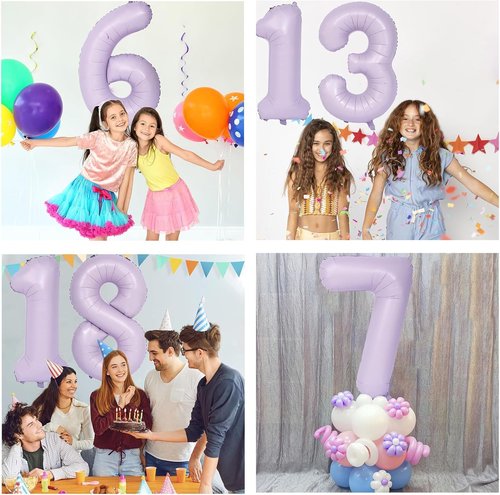 40 Inch Purple Number 6 Balloon by [Brand Name] - Matte Light Purple Birthday & Wedding Decoration
