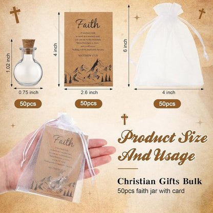 Funnymoom 50 Pack Faith Gifts for Women - Christian Baptism & Wedding Supplies | Religious Mustard Seed