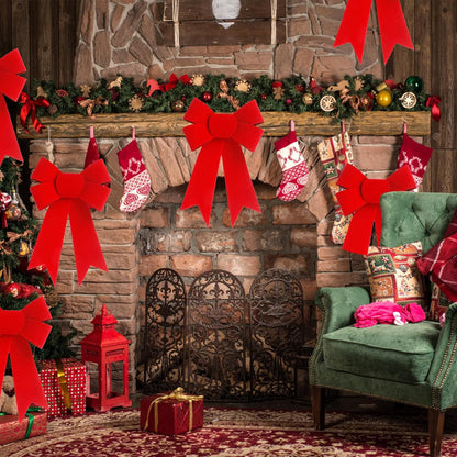 Regine Switzerland 12 PCS Red Velvet Bows - 5x8 Inch Christmas Decorations for Trees & Wreaths