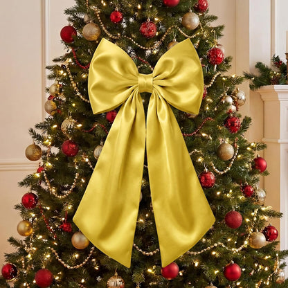 Skiennix Large Gold Satin Bow Decorations - 3 Pcs 2 FT Hanging Wall Decor for Weddings & Parties