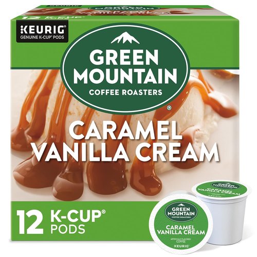 Green Mountain Coffee Roasters K-Cup Pods - Caramel Vanilla Cream Light Roast Coffee | 12 Count