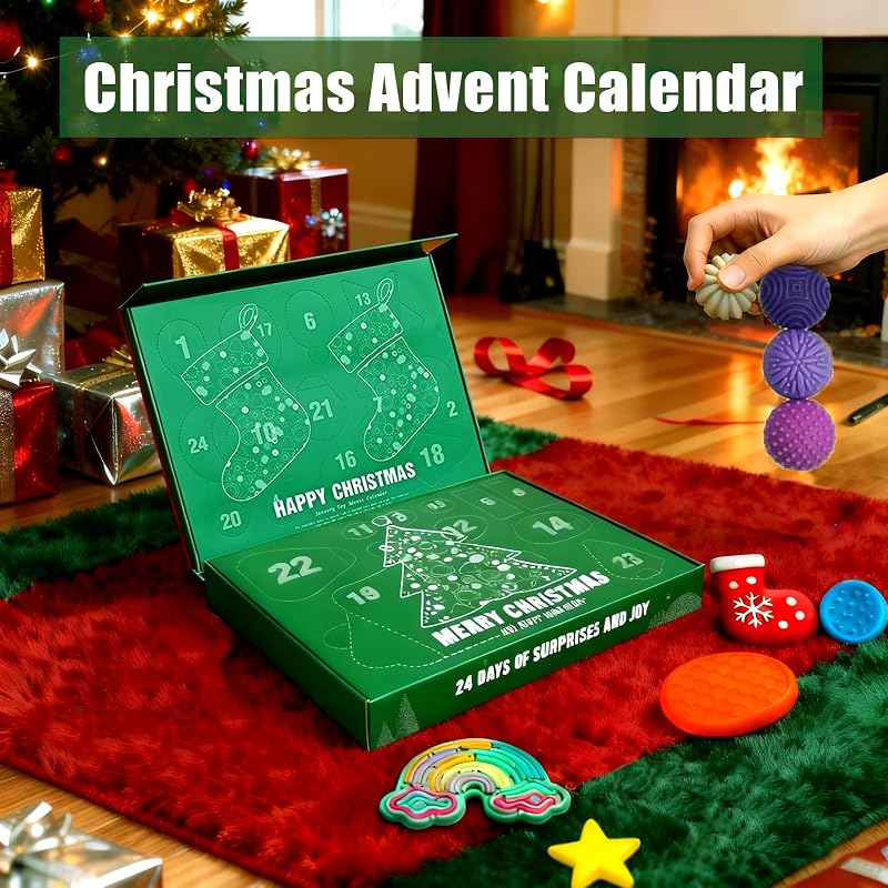 Advent Calendar Fidget Toys Set - 24 Day Sensory Stone for Kids & Adults, Stress Relief