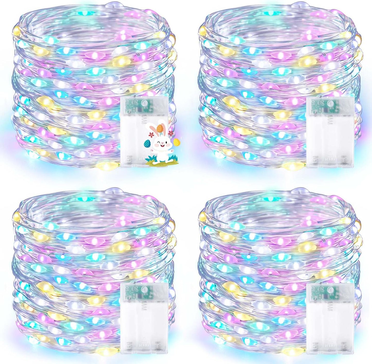 Skiennix 60LED Easter Fairy Lights - 20FT Waterproof Twinkle String Lights | Battery Operated with Timer for Indoor/Outdoor Spring Decor