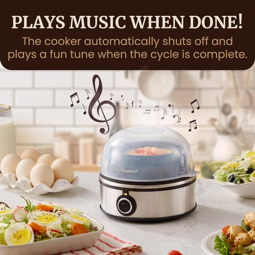 Elite Gourmet Easy Egg Cooker - 7-Egg Capacity for Perfect Soft, Medium, Hard-Boiled & Poached Eggs | Stainless Steel Design