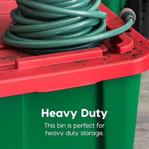 IRIS USA 12 Gallon Heavy Duty Storage Bins with Lids - 4-Pack for Seasonal Organization | Green/Red