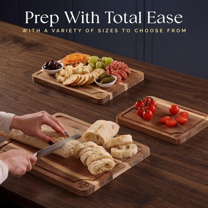 Acacia Cutting Board Set by [Brand Name] - Pre-Oiled & Non-Toxic | 3 FSC Certified Wooden Boards with Oil
