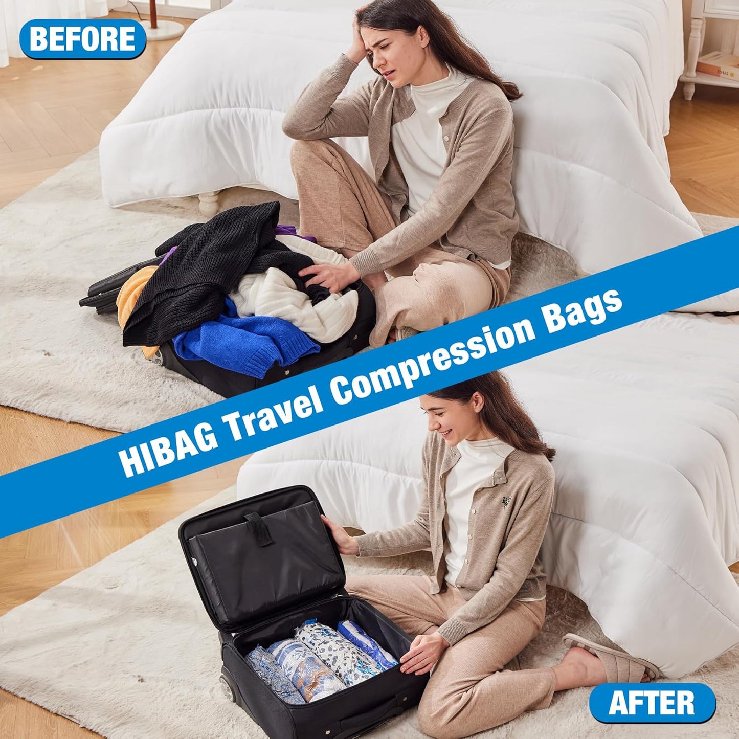 Skiennix Vacuum Storage Bags - 35-Pack Space Saver Sealers for Clothes, Bedding & Comforters