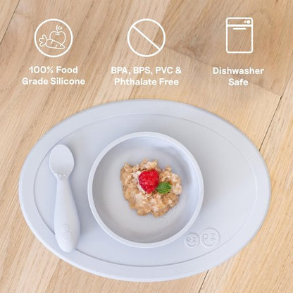 ezpz Tiny Bowl (Sage) - 6 Months+ - 100% Silicone Suction Placemat + Bowl for Infants - Fits All Highchair Trays - Baby-Led Weaning Supplies