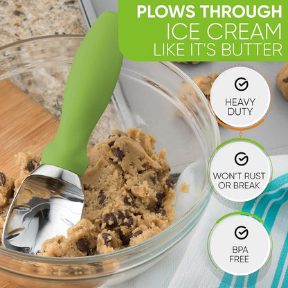 Spring Chef Heavy Duty Ice Cream Scoop - Non-Slip Handle for Easy Serving | Dishwasher Safe Tool