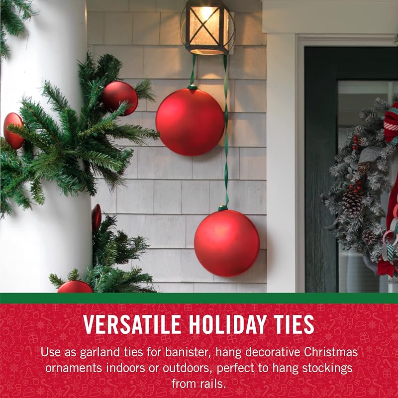 Velcro Brand Garland Ties - Green 30 ft Roll, Cut-to-Size Holiday Decor