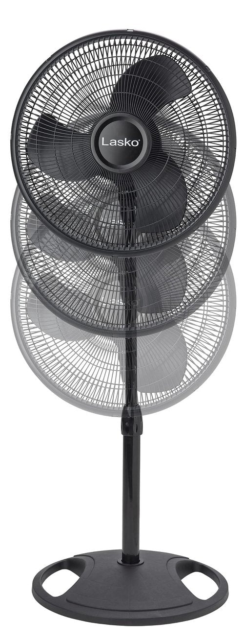 Lasko 2521 16 Inch 3-Speed Quiet Adjustable Tilting Wide-Area Oscillating Standing Pedestal Fan for Bedroom, Kitchen, Home, and Office, Black