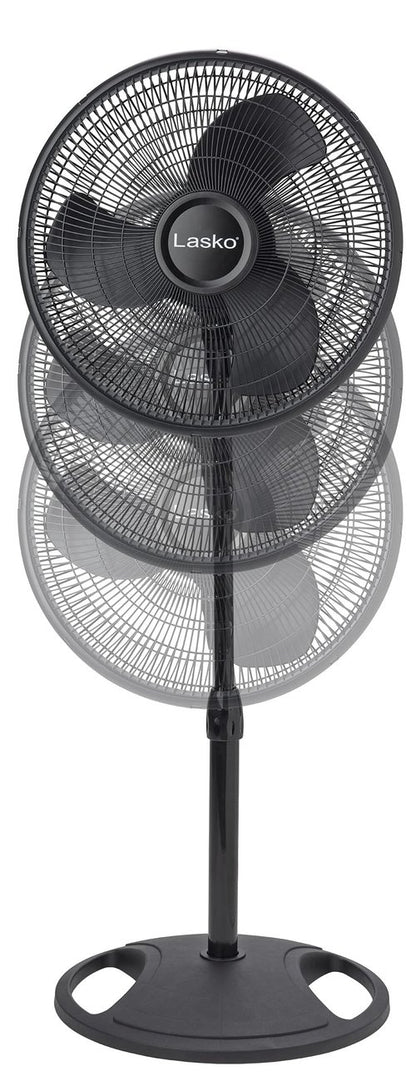 Lasko 2521 16 Inch 3-Speed Quiet Adjustable Tilting Wide-Area Oscillating Standing Pedestal Fan for Bedroom, Kitchen, Home, and Office, Black