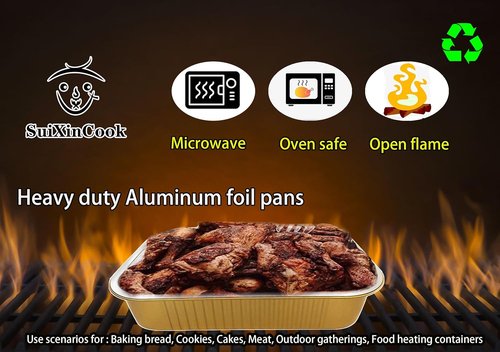 Gold Aluminum Foil Baking Pans - Heavy-Duty Disposable Food Containers with Lids | 9"×13" (10-Pack)