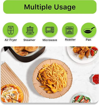 Air Fryer Liners - 100PCS Unbleached Non-Stick Paper for 2 to 5 Qt Air Fryers | 6.3 Inch