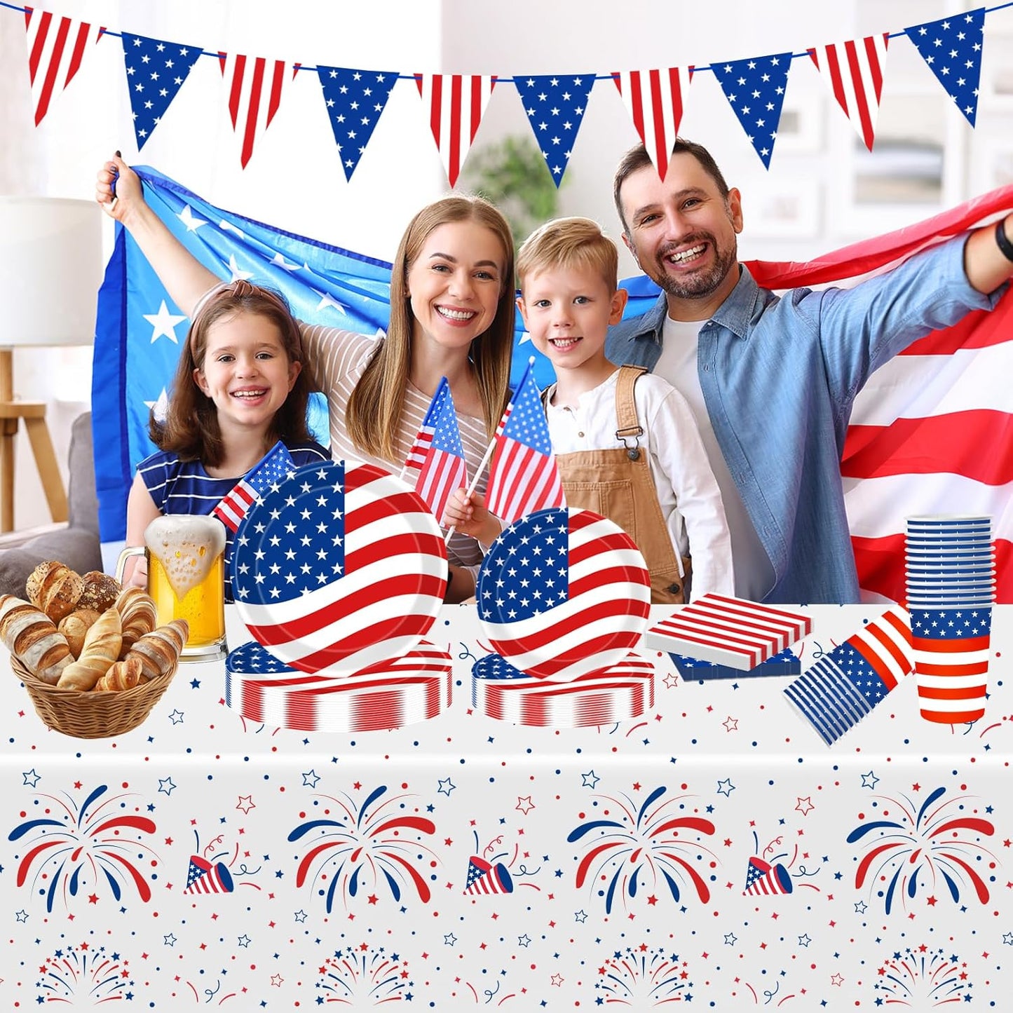 Regine Switzerland 4th of July Decorations - Patriotic Party Supplies with Plates, Napkins & Cups for 25 Guests