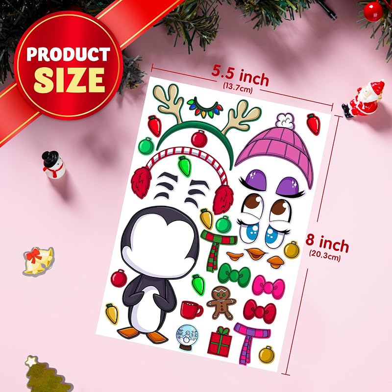Variation of THIS listing Christmas Make-a-face Sticker Sheets - 36 Pcs Reindeer Snowman Elf For Kids Party Favor Art Craft Classroom