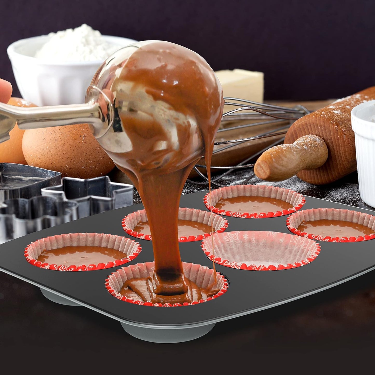 NutriChef 8-Piece Nonstick Bakeware Set - PFOA-Free Baking Pans for Cakes, Muffins & Cookies | Oven Safe to 450°F (Gray)
