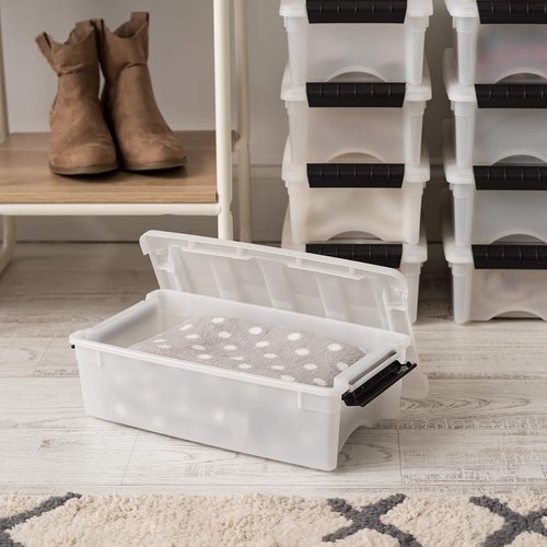 IRIS USA Stackable Plastic Storage Bins - 6 Qt, 10 Pack, BPA-Free, Durable Lids, Pearl Color