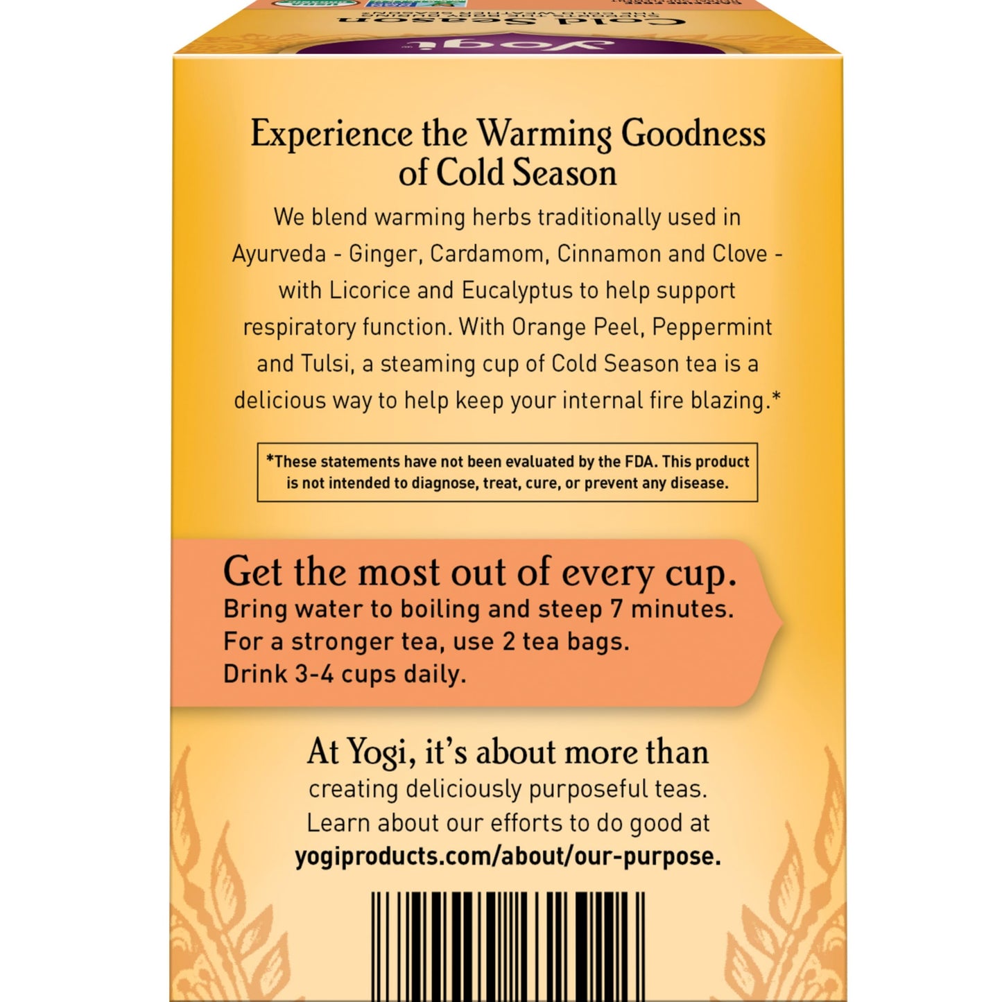 Yogi Tea Cold Season Tea - 16 Tea Bags per Pack (4 Packs) - Organic Respiratory Tea for Support During Colder Seasons - Includes Ginger, Cardamom, Cinnamon, Licorice & Eucalyptus