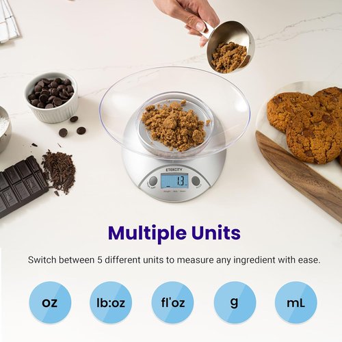 Etekcity Digital Food Kitchen Scale - Accurate Ounces & Grams Measurement | 11lb/5kg Capacity, Backlit Display