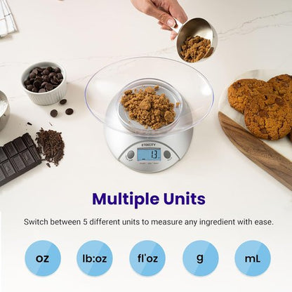 Etekcity Digital Food Kitchen Scale - Accurate Ounces & Grams Measurement | 11lb/5kg Capacity, Backlit Display