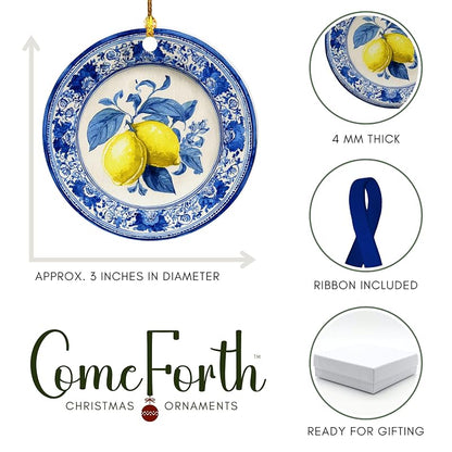 Amalfi Coast Ornament - Ceramic Sorrento Lemons Christmas Keepsake