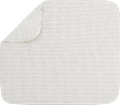 S&T INC. Dish Drying Mat - Absorbent Microfiber Kitchen Counter Pad, 16” x 18”, Large Cream Color