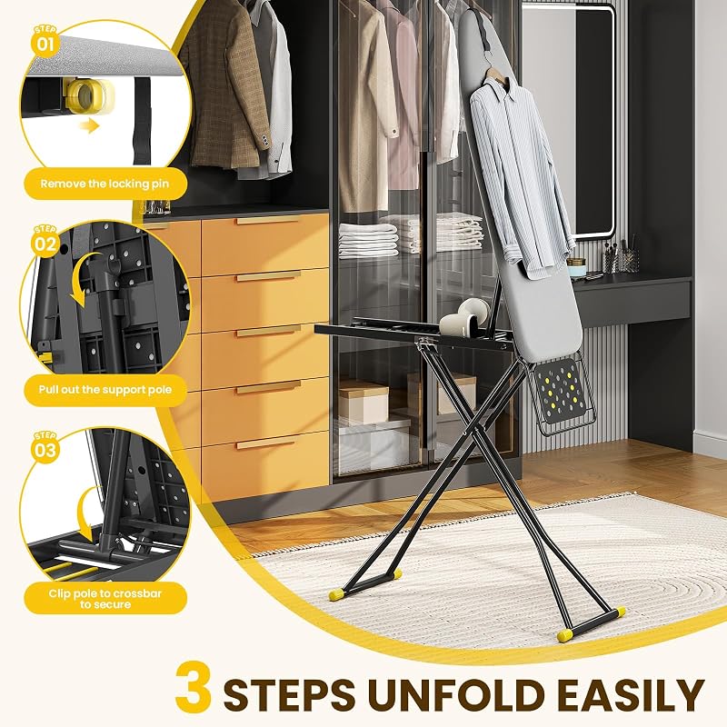 2-in-1 Ironing Board with Iron Rest and Stand – Foldable, Adjustable Height
