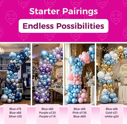 Bezente Metallic Light Blue Latex Balloons - 100 Pack | 12-Inch Round Helium Chrome Balloons for Parties
