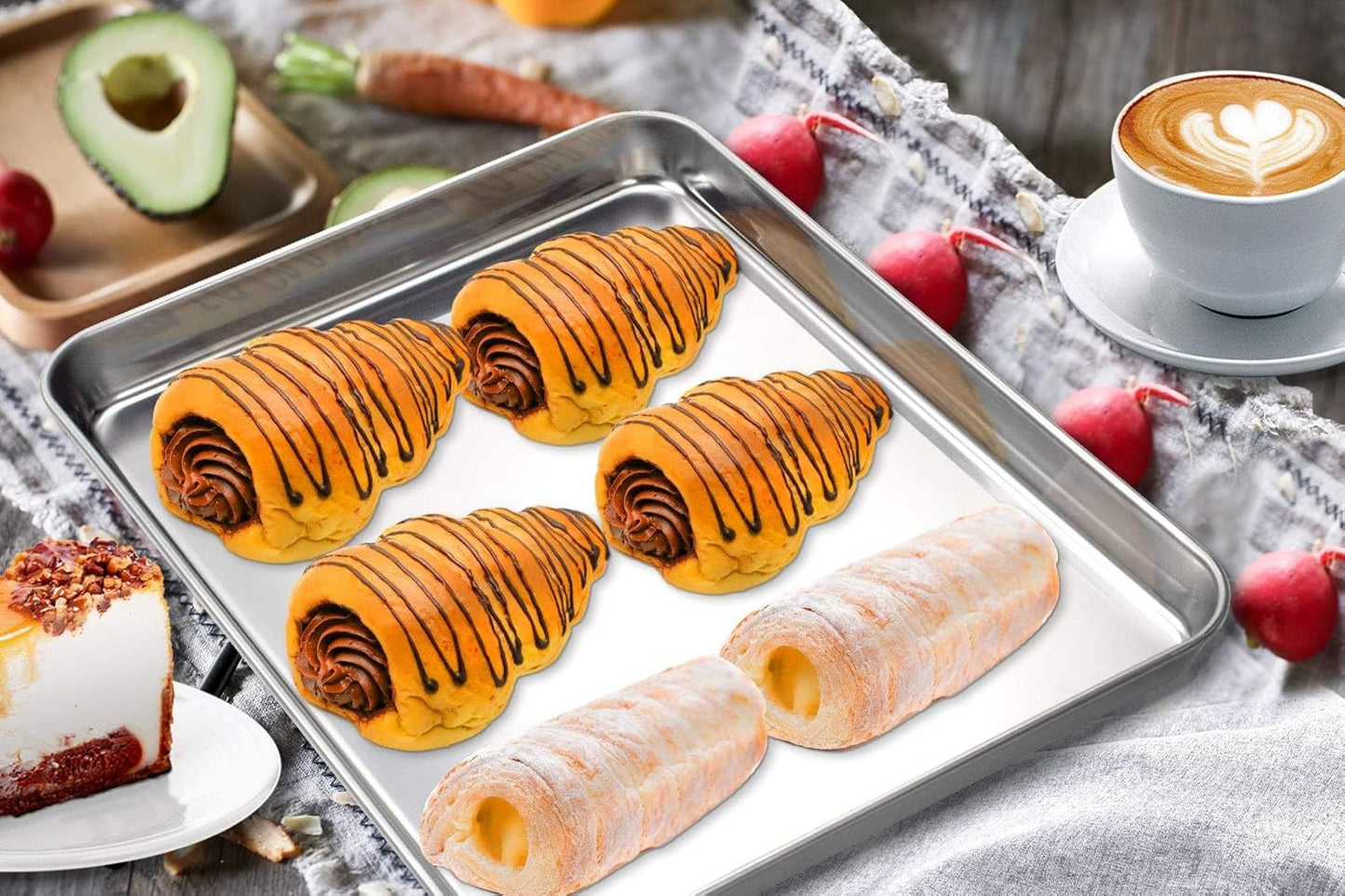 Yododo Stainless Steel Baking Sheet - Non-Toxic Cookie Tray with Superior Mirror Finish | 23½ Inch