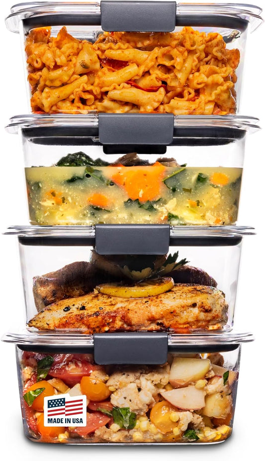 Rubbermaid Brilliance Airtight Food Storage Containers - BPA Free, Set of 4 (4.7 Cup) for Meal Prep & Leftovers