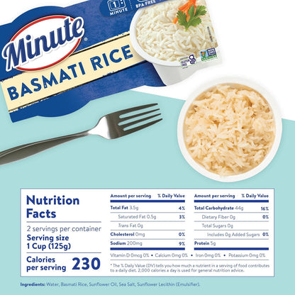 Minute Ready-to-Serve Basmati Rice Cups - Microwavable 8.8-Ounce Pack of 8 for Quick Meals