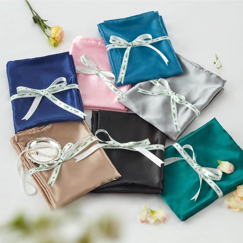 Love's Cabin Satin Pillowcase Set - Cooling Pillow Covers for Hair & Skin | Standard Size 20x26, Navy