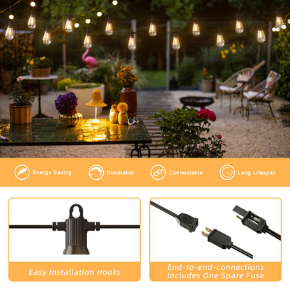 Zuske 100FT LED Outdoor String Lights with 30 Shatterproof Edison Bulbs, 2700K Commercial Grade IP65 Waterproof Patio Lights, Heavy Duty Outside Hanging Lights for Backyard, Balcony, Garden, Porch