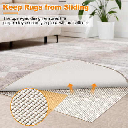 Songrey Non-Slip Rug Pad - Extra Thick 8x10 FT Carpet Pad for Hard Surfaces | Prevents Sliding & Protects Floors