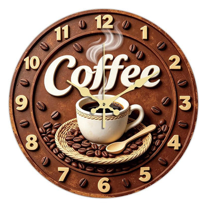 Variation of THIS listing: Coffee Pattern Coffee Wall Clock 14 Inch MDF with Golden Hands
