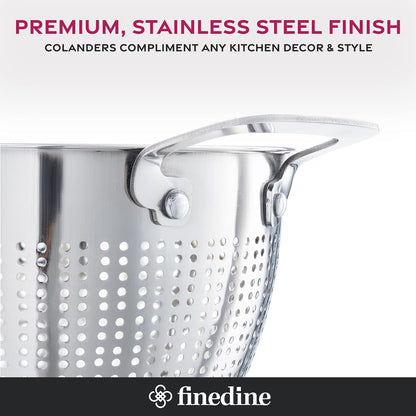 YH-Goods Stainless Steel Colander Set - 3-Piece Stackable Strainers for Pasta, Rice & Fruit | 5QT, 3QT, 1.5QT