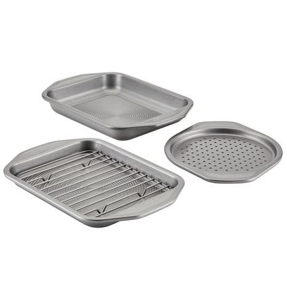 Circulon Total Bakeware Nonstick Toaster Oven & Personal Pizza Pan Baking Set, 4-Piece