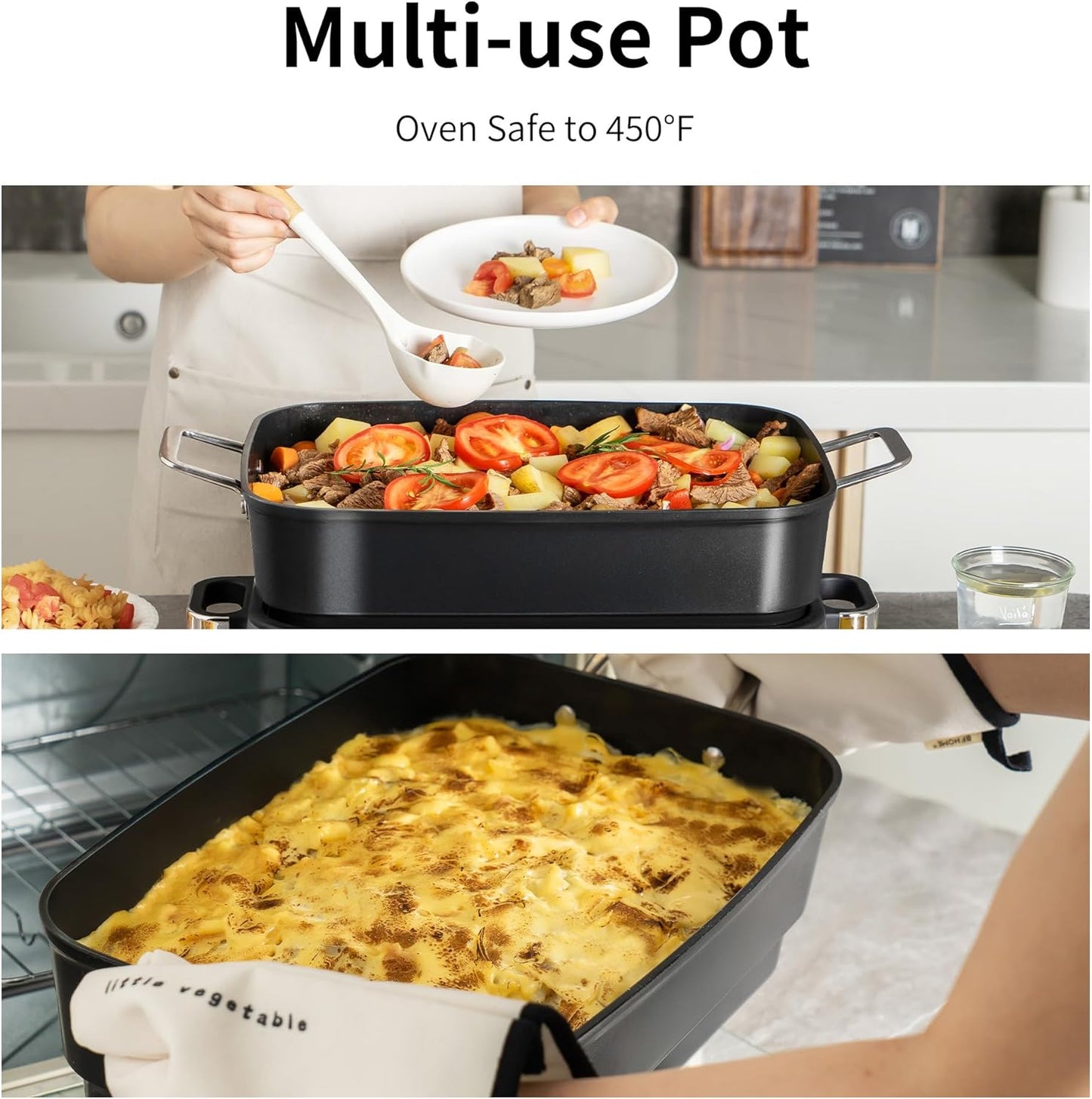 Slow Cooker 10-Quart - PFOA-Free Ceramic Coating & Oven Safe to 450°F | Ideal for Family Gatherings