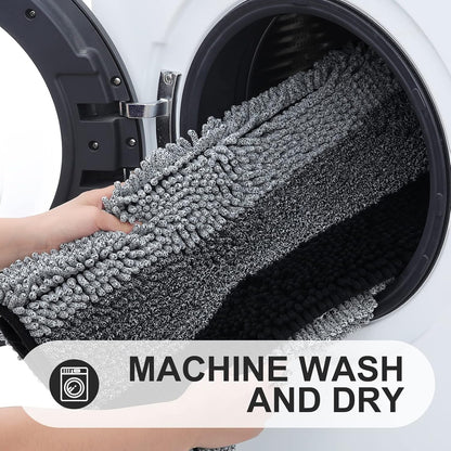 OLANLY Bathroom Rug - Extra Soft Chenille Shaggy Mat | Non-Slip, Machine Washable, 24 x 16 Inch, Black