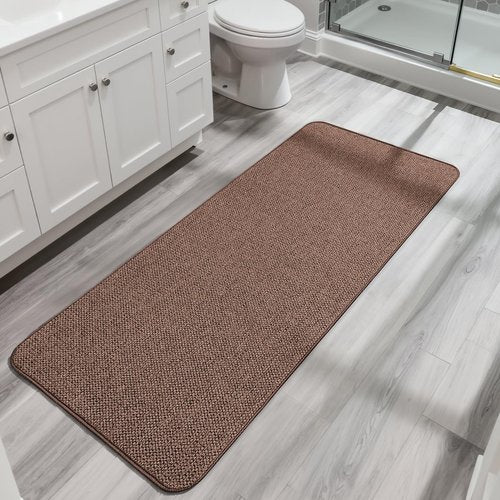 Bosap Bath Mat,Ultra Thin Bathroom Runner Rugs,Large Bath Mats for Bathroom,Quick Dry,Non-Slip,Machine Washable,Low Pile,Bath Rug,Shower Outside,Sink,Home Decor Accessories.Brown,2'x6'(24x72inch)