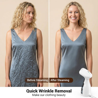 Skiennix Handheld Clothes Steamer - Fast Wrinkle Removal, 450 ML Tank, 10 FT Cord, 1000W, White