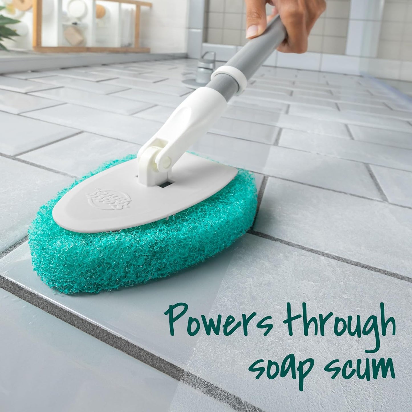 Scotch-Brite Extendable Tub & Tile Scrubber Kit - 1 Handle & 3 Non-Scratch Pads for Easy Cleaning