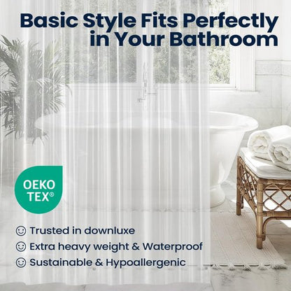 downluxe Shower Curtain Liner, PEVA Plastic Shower Liner with 3 Magnets, 72" x 72" Waterproof Bathroom Curtain, 12G Clear, 1 Pack