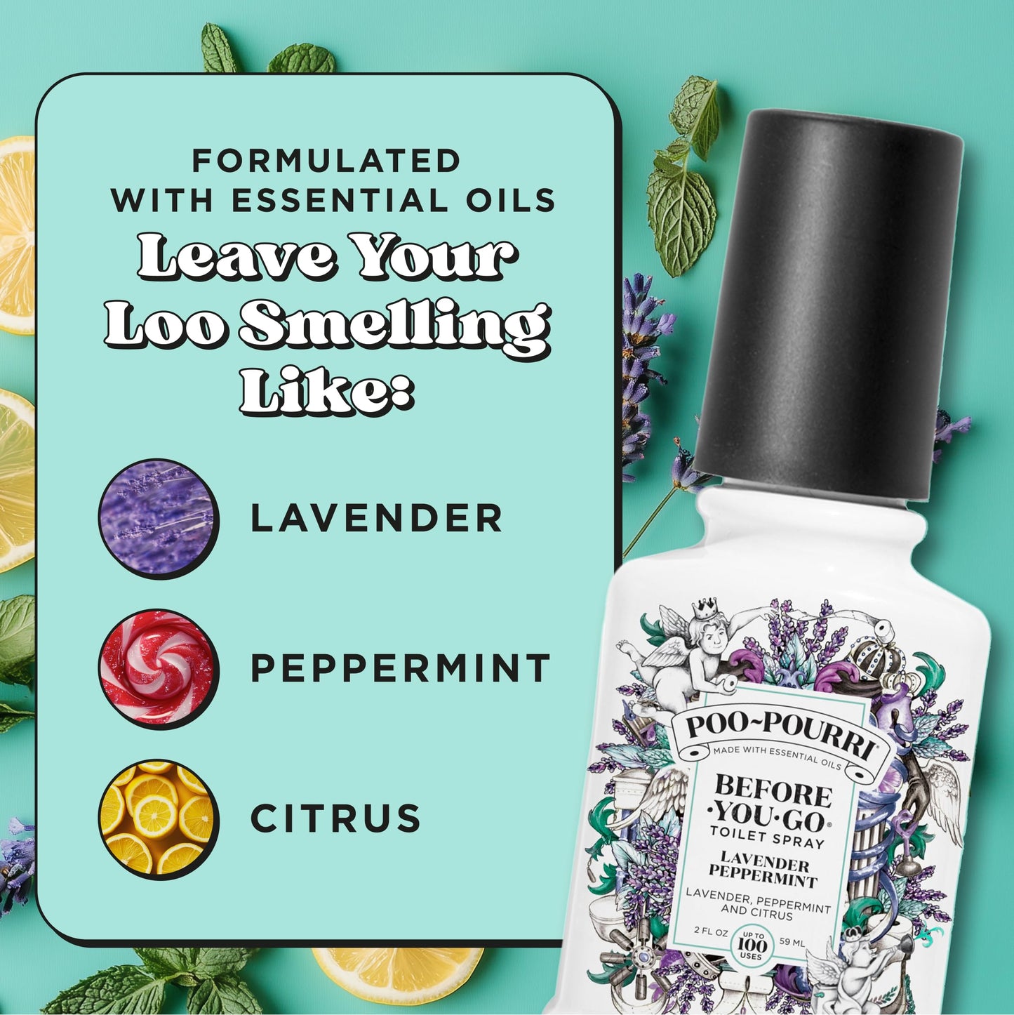 Poo-Pourri Before-You-Go Toilet Spray, Lavender Peppermint, 2 Fl Oz - Lavender, Peppermint and Citrus