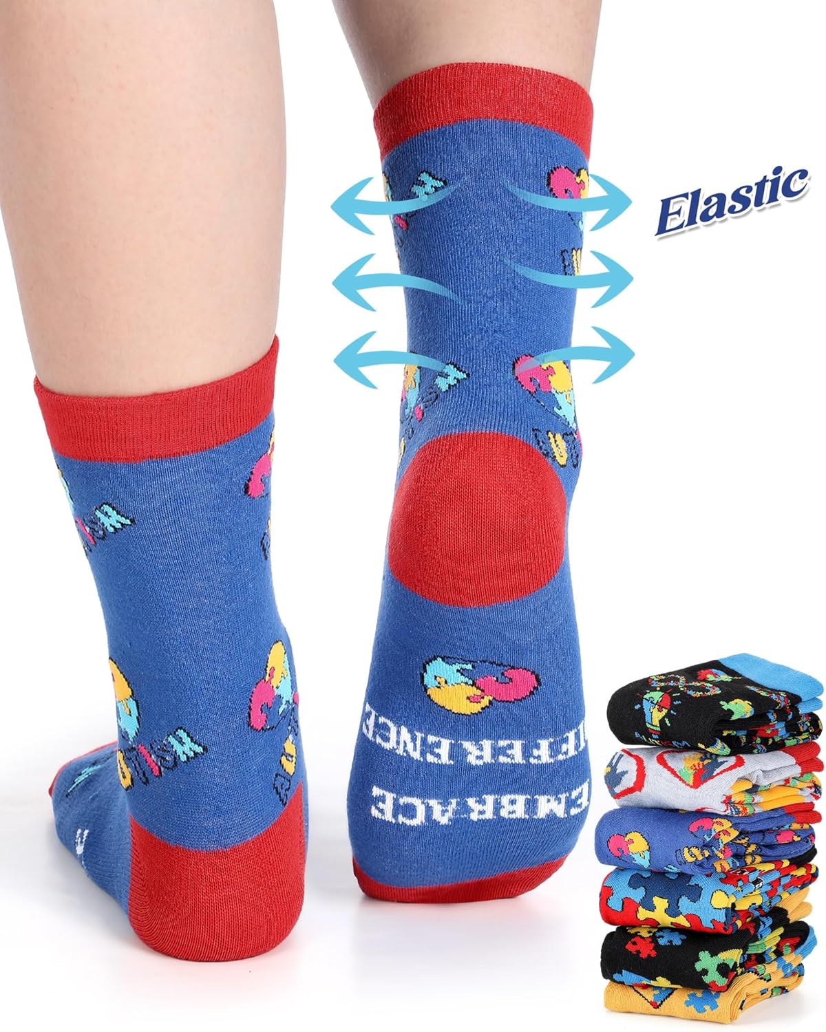 Skiennix Autism Awareness Socks - 12 Pairs Colorful Graphic Designs for Men & Women | Perfect Gift