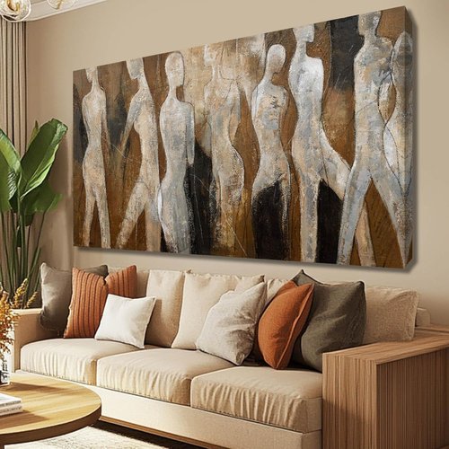 CHUDANHAO Graffiti Line Artwork - Black Abstract Wall Art for Living Room | Large 29"x58" Decor