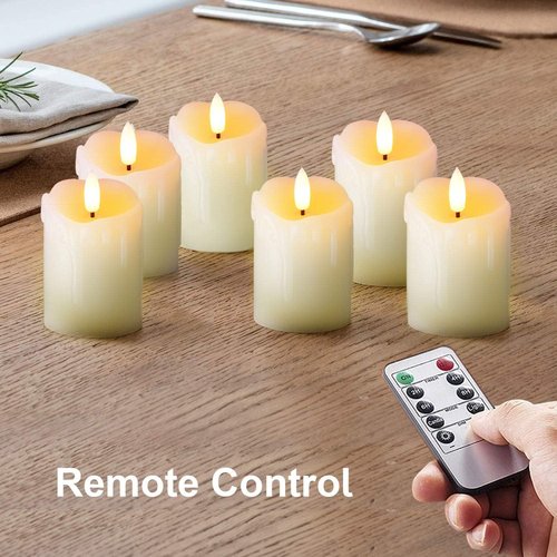 Homemory Flameless Votive Candles - Real Wax, Timer Remote, 2" x 3", 6 Pack for Weddings & Parties