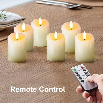 Homemory Flameless Votive Candles - Real Wax, Timer Remote, 2" x 3", 6 Pack for Weddings & Parties